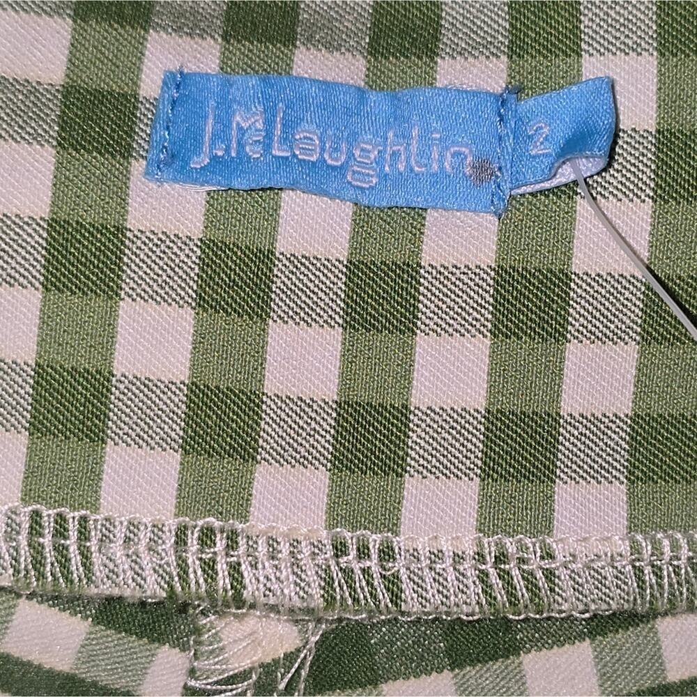 J. McLaughlin Green White Gingham Stretch Bermuda Shorts Pull On Size 2 NEW - Picture 7 of 9